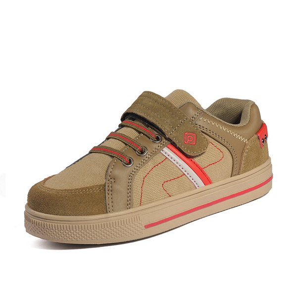 Kids Lightweight Fashion Sneakers - KHAKI BEIGE RED -  0